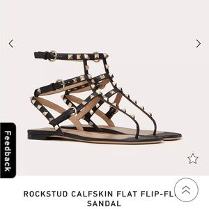 Valentino rockstud cafeskin flat flip flop sandals